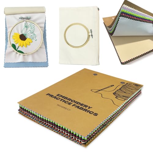 36-Color Embroidery Notebook Set - 14x20cm Cotton Practice Fabric Pages
