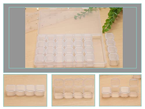4 Pack Clear Storage Organizer for Seed Beads & Nail Crystal - size: 112 Slots 4 Pack 28 Grids