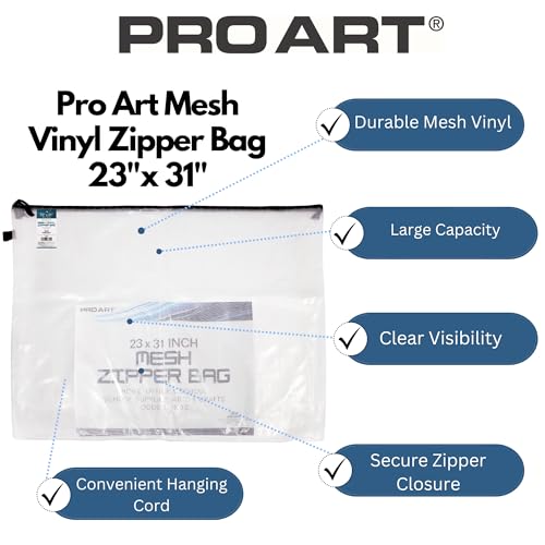Pro Art Mesh & Vinyl Zipper Bag 23x31 - size: 23-inch x 31-inch Mesh Bag with Zipper