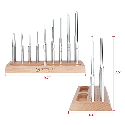BESTNULE 19pc Punch Set w/Beech Block(Roll Pin, Center, Flat, Solid Punch)