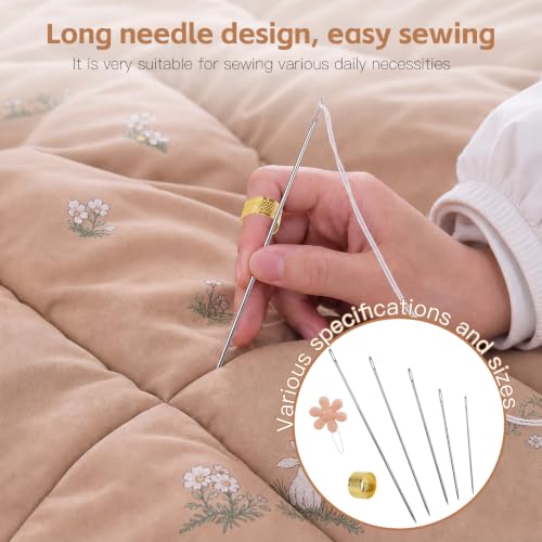 Heavy‑Duty Hand Sewing Needles, 5 Sizes 3‑7 Inch, 25 Pcs Large Needles for Thick Fabrics