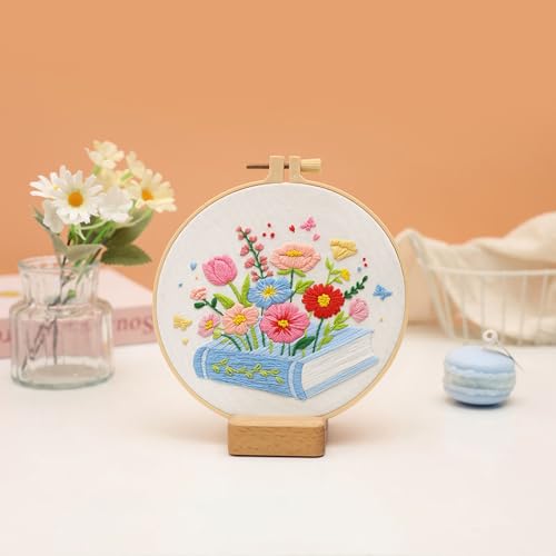 Louise Maelys Floral & Book Embroidery Kit for Beginners DIY Craft Kit - color: Book Flower3