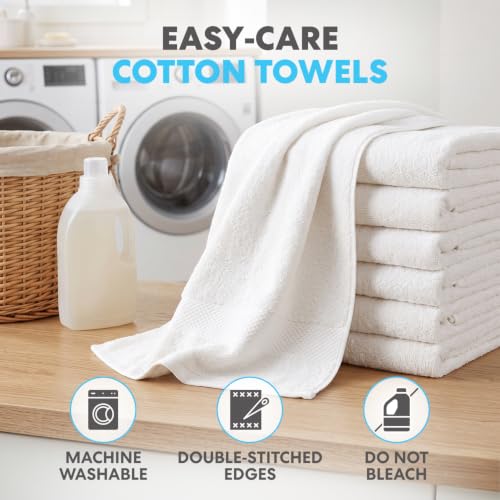 Simpli-Magic 79404 Bath Towels, White, 25x50 Inches Towels for Pool, Spa, and Gym Lightweight and Highly Absorbent Quick Drying Towels, 25 in x 50 in - style: Bath Towels
