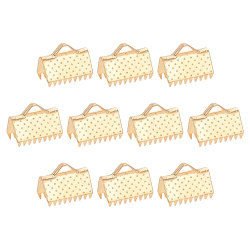 uxcell 280Pcs Ribbon Crimp Clamp Ends, 10mm Bookmark Pinch Crimp Ends, Cord Ends Fasteners Clasp Crimp Ends for DIY Bracelet Necklace Jewelry Making, Light Golden - color: Light Golden, size: 10mm