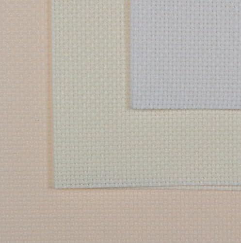 KCS 3 pc of 12" x 18"(30cmx45cm) 16 Count Cotton Aida Cloth Cross Stitch Fabric (White+Antique White+Ecru) - color: White+antique White+ecru