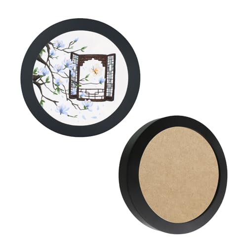 Yuqim 2 Pack Round Wood Embroidery Hoop Frames Cross Stitch Display Frame for DIY Art Craft Sewing Ornaments(Black, 7 Inch) - color: Black, size: 7 Inch