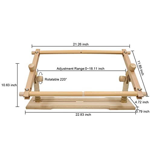 Embroidery Frame Stand - Adjustable Cross Stitch Scroll Frame, Beech Wood Quilt Frame Needlepoint Holder Floor Table Lap Stand Embroidery Hoop Holder for Stitching Sewing Craft