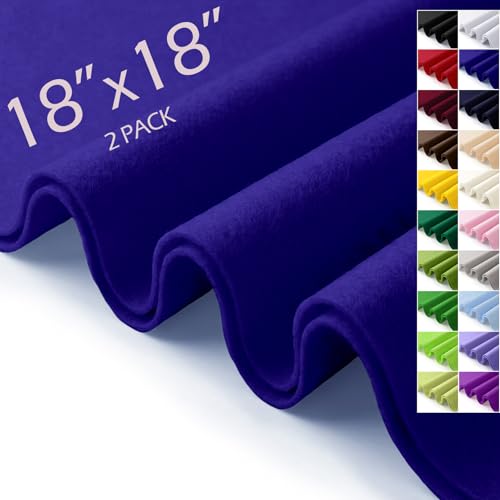Felt Fabric Sheets 18" x 18" (2 Pack) 1.6mm Soft Craft Felt, Royal Blue - color: Royal Blue
