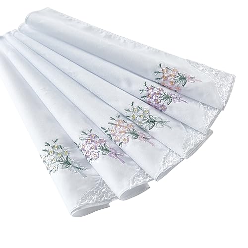 RDS HANKYTEX Cotton Embroidery Ladies' Handkerchiefs Lace Set of 6 - style: 9