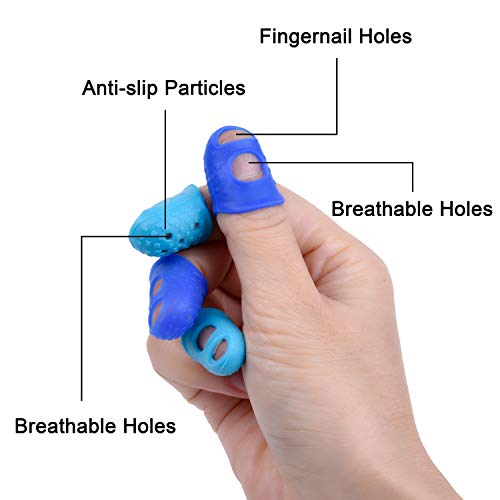 Wisdompro 16 Pcs Finger Tips, 4 Sizes Thimble Fingertip Grips - Blue, Aqua - color: Blue & Aqua