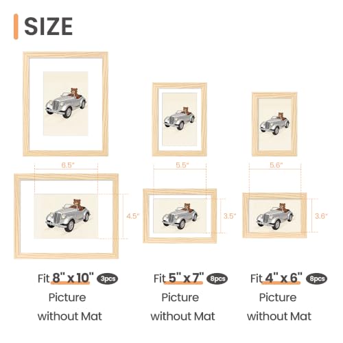upsimples Picture Frames set of 19, Including 8x10, 5x7, 4x6 Natural Frame - color: Natural