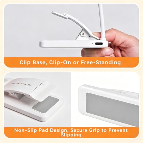 Choudao Rechargeable Book Light,Reading Light for Reading in Bed,White - color: Large clip-white