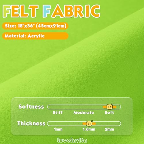 Lime Green 18" X 36" Felt Fabric Sheet - 1.6mm Thickness - color: Lime Green, size: 18" x 36"