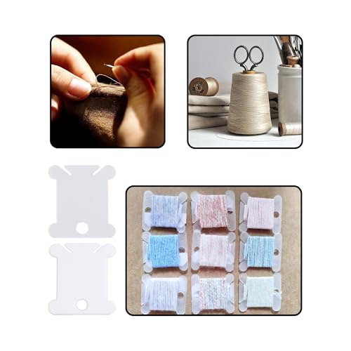 pson 200PCS 1.02 Inch Embroidery Floss Bobbins, Transparent Plastic Floss Bobbin for Thread Craft, DIY Sewing, Cross Stitch, Thread Organizer Holder