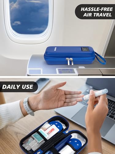YOUSHARES Insulin Cooler Travel Case, Peptide Travel Case with Temp Display - color: 02 Blue