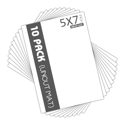 Mat Board Center 10 Pack Uncut Mat Boards, 5x7 White Matboards - size: 5x7