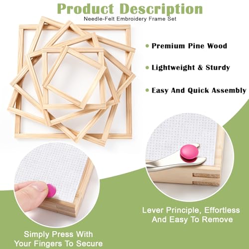 Wood Stretcher Bars 24Pcs 6-16Inch Cross Stitch Needlepoint Kit w Tacks & Remover