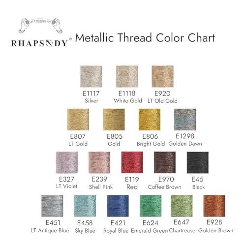 Rhapsody 18 Colors 3 Strands Pearl Metallic Thread Kit for All Needlework, Shuttle Tatting, Crochet, Sewing, Hand Embroidery, Cross Stitch, Quilting, and Other DIY Projects
