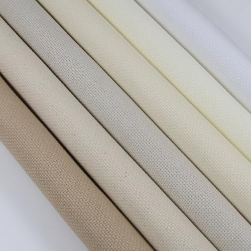 KCS 6 pc of 15" x 18" (38cmx45cm) Counted Cotton Aida Cloth Cross Stitch Fabric Rolled Box (16CT-G) - color: 16ct-g