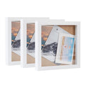 Muzilife 8x8 Shadow Box 3D Picture Frames, Wood, Real Glass, White, 3 Pack - color: 3 Pcs 8x8-white