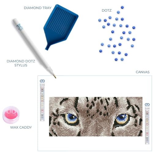 DIAMOND DOTZ Snow Leopard Diamond Painting Kit, Diamond Art Craft Set