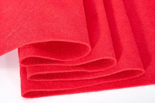 Soft Felt Fabric Sheets 1.6mm Thick Sewing Patwork Material Large Craft Felt Roll Fabric by The Yard (Red, 18"X 36" Inches) - color: Red, size: 18"X 36" Inches