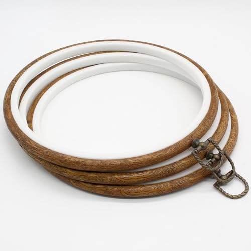 Auvotuis 9 Inch Round Embroidery Hoops, 3Pcs, Imitated Wood