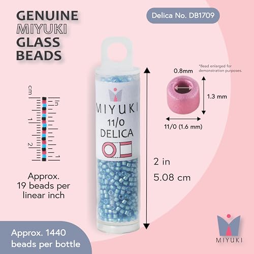 Miyuki Delica Seed Beads - color: DB1709 - Mint Pearl Lined Azure
