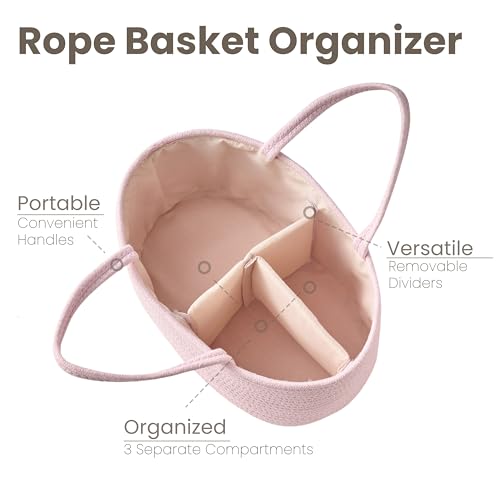 Diaper Caddy Organizer, Gift Basket for Baby Shower, Newborn Essentials - color: Light Pink, size: Large