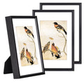 BKABOT 3.5x5 Black Picture frame 3 Pack HD Glass Mat 2.5x3.5 Wall Table - color: Black, size: 3.5x5