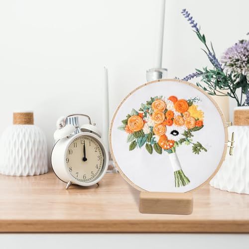 4 PCS Embroidery Hoop Display Base, Beech Wood Double Slots Embroidery Frames Stand Cross Stitch Hoop Holder for DIY Art Crafts Decor Display
