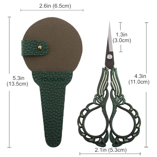 YOUGUOM Mini Crochet Scissors with Cover, Small Sewing Shears - color: Golden Green