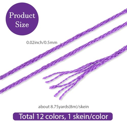 12 Skeins 6 Strands Purple Embroidery Floss String for Knitting - color: Light Purple