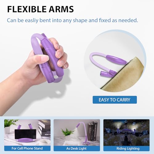 LUXJET Adjustable Bendable Neck Reading Light with 3 Lighting Modes, Purple - color: Purple