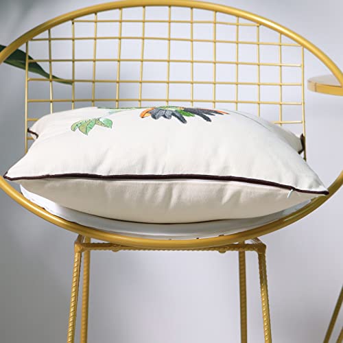 Set of 2 Embroidered Decorative Throw Pillow Covers Couch Square Pillowcases Cushion for Bedroom Sofa Farmhouse Decor 18x18 Inch (Hummingbird) - color: Hummingbird