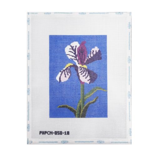 Howie's Needlepoint Flower Needlepoint Kits for Adults & Beginners, 18 Mesh Printed Needlepoint Canvas, Stamped Patterns Canvas Starter Kits(Iris,7"x 5") - color: Iris