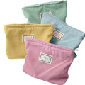 Sanwuta 4 Pack Velvet Corduroy Makeup Bag Zipper Pouch,Macaron Series,Plaid - color: Macaron Series