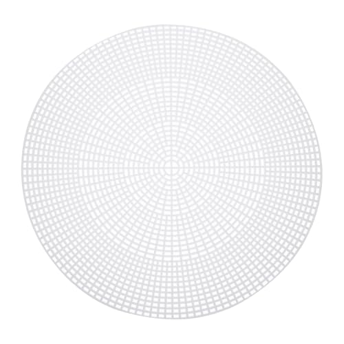 MECCANIXITY 4pcs 11" Plastic Mesh Canvas Sheet 5 Count Round Needlepoint Blank Canvas for Embroidery Knit Crochet Acrylic Yarn Crafting, White - size: 11"
