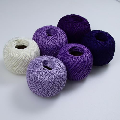 KCS Mercerized Pearl Cotton Thread Size 8 Crochet Needlework Embroidery Threads Ball (6, 11) - color: 11