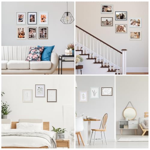 Daofary 4x6 Picture Frame Set of 6, Rustic Farmhouse Photo Frame, Display 3.5x5 with Mat or 4x6 Without Mat for Decorative on Wall Hanging and Tabletop Placement - size: 4 x 6
