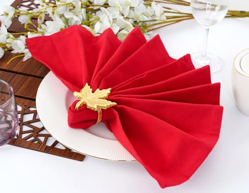 Blue Needles Solid Cloth Napkins 100% Cotton Set of 12-18 x 18 Inches - color: Red, size: 18" x 18" (Set of 12)