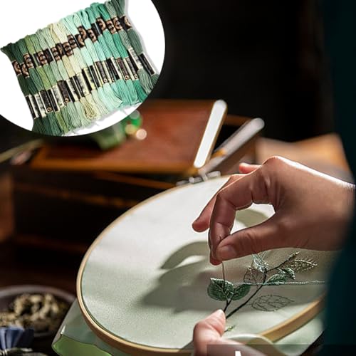 18 Skeins 6 Strands Green Embroidery Floss Thread for Crafts - color: Green