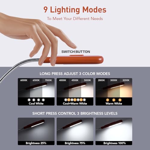 VAVOFO Rechargeable Reading Light, Clip on Book Light for Reading in Bed - color: Mocha Brown