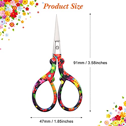 Chumia 6 Pieces 3.6 Inch Embroidery Scissors Bulk Cross Stitch Sewing Crochet Scissors Stainless Steel for Needlework Artwork (Retro Colors) - color: Retro Colors