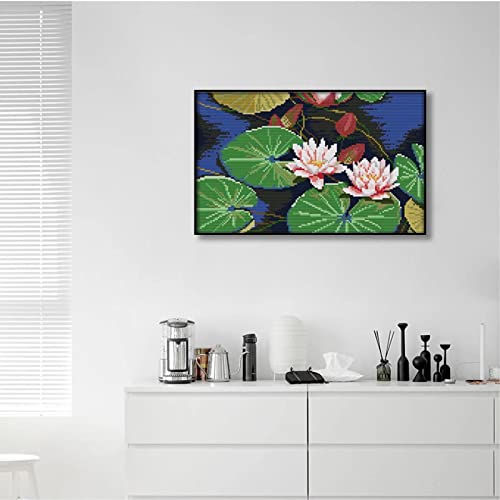 ITSTITCH Stamped Cross Stitch Kits for Adults Full Range of Cross Stitching Preprinted Pattern 11CT DIY Embroidery Needlepoint Starter Kits-The Water Lily ，16.5×11.4 inch - color: The water lily ，16.5×11.4 inch