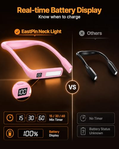 Pink Book Light with Storage Case, Rechargeable Neck Reading Light - color: Pink + Black Storage Case