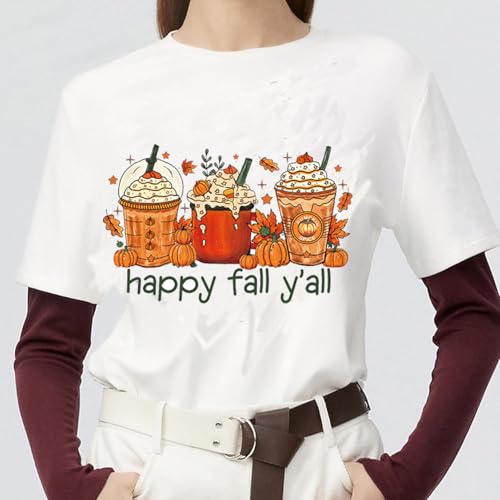 4 Sheets Fall Thanksgiving Iron On Transfers for T-Shirts, Heat Transfers Vinyl Harvest Pumpkin Maple Leaf Dwarf HTV Vinyl Iron on Decals for T-Shirt Clothes Pillow Hoodie DIY Crafts - color: D
