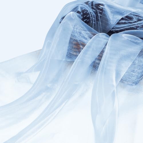 Manyshofu Baby Blue Organza Fabric by The Yard, 60 Wide (1 Yard) - color: Baby Blue, size: 1 Yard