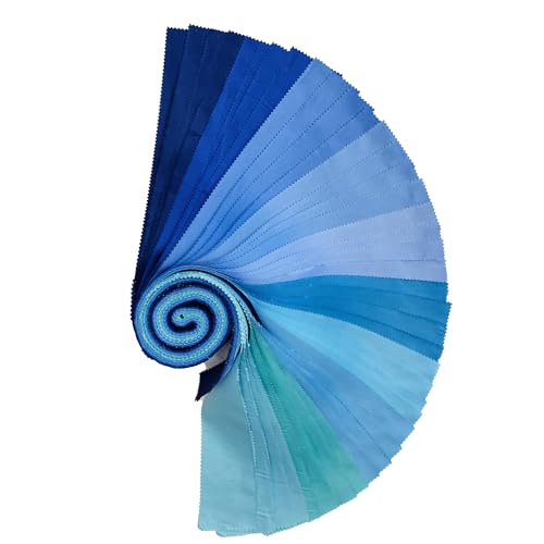 100% Cotton Jelly Roll Fabric Strips for Quilting and Sewing -Solid Blue - color: Solid Blue