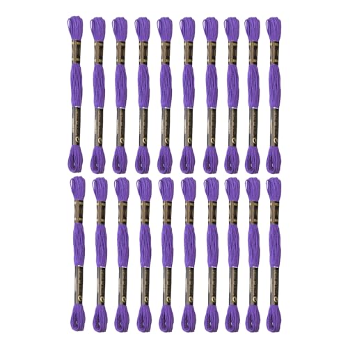 24 Skeins Embroidery Cotton Floss is 100% Egyptian Long Fiber Cotton of 8.75yds Each Cotton Cross Stitch Thread for Hand Embroidery DIY Creation and Friendship Bracelet String. (24, Purple) - color: Purple